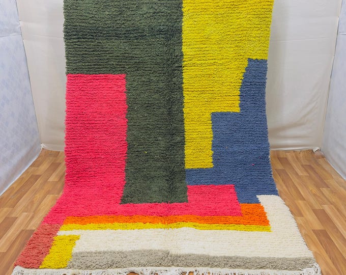 Abstract Geometric Berber Rug: Architectural Sunset Design, Custom Size