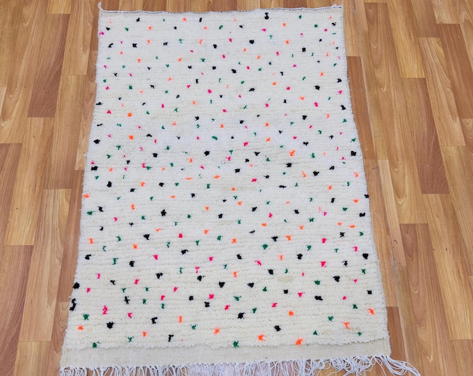 Confetti of Culture – Handwoven Moroccan Beni Ourain Wool Rug with Colorful Speckle Motifs