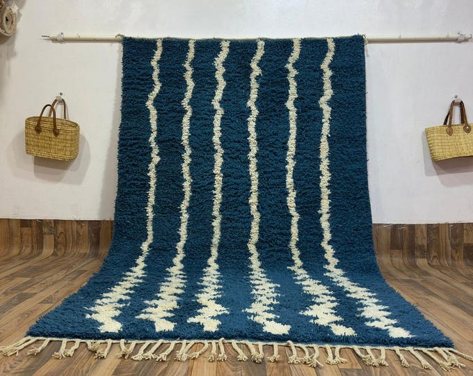 Handcrafted Indigo Moroccan Wool Weave: Bohemian Wall Decor| Gift for Art & Nature Enthusiasts