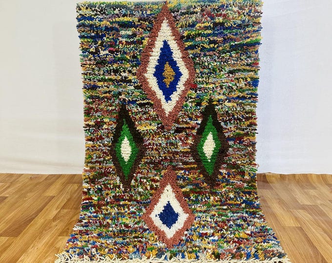 Handwoven Berber Wool Rug: Vibrant Atlas Art, Tribal Tapestry