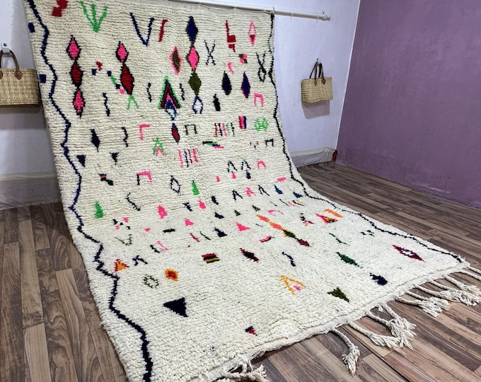Colorful Abstract Moroccan Wool Carpet for Living Room Decor & Gift Ideas