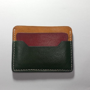 Slim Leather Wallet for Man - Minimalist Handmade Card Holder - Classic Two-Tone Design