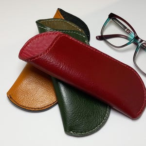 Handmade Leather Glasses Case: Minimalist Eyeglass Sleeve & Sunglasses Pouch