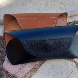 Estuche de cuero para gafas - Soporte para gafas negro y marrón