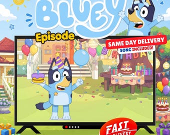 Messaggio video di compleanno personalizzato di Bluey, regalo video personalizzato per bambini, sorpresa di compleanno animata, video digitale per feste di compleanno per bambini
