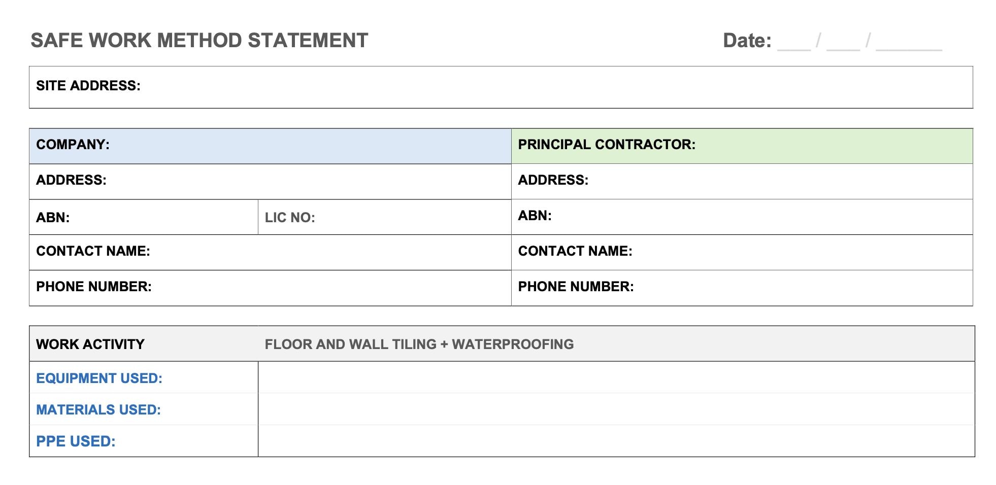Tiling SWMS Template | Editable Safe Work Method Statement PDF | Job ...