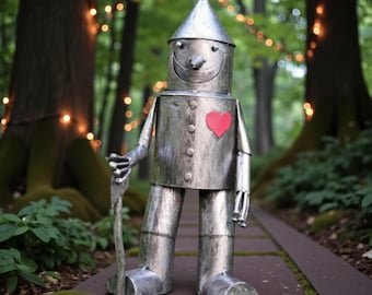 Mini zittende tinnen man tuinornament metalen man tuindecor iconisch karakter sculptuur voor tuin 10 jarig jubileum cadeau-idee