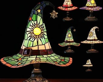Vintage Witch Hat Lamp – Gothic Resin Halloween Night Light | Bedside or Table Lamp | Spooky Vintage-Inspired Desktop Décor