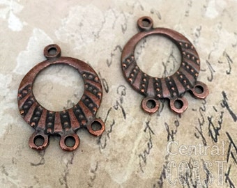 Boho Chandelier Hoop Earring Charm Pendant Connector - Copper Greek Casting Rustic Patina - 22mm x 16mm - 2 pieces - Central Coast Charms