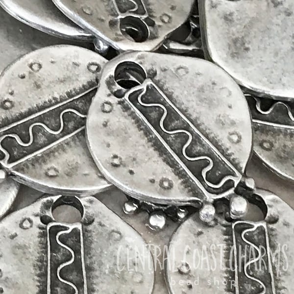 Energy Talisman Amulet Charm Pendant 24mm - Mykonos Greek Casting - Silver Aged Patina - Tribal Spiritual Native Boho - Central Coast Charms