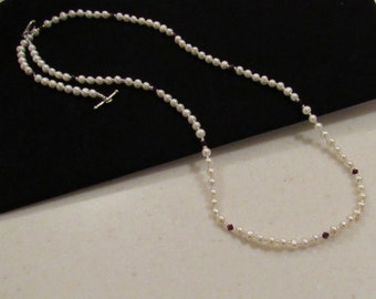 Pearls & Garnet - Potato Pearls and Swarovski Crystals 28.5"