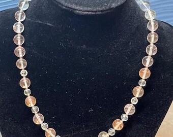 Clear and Rose colored beaded Necklace - Simple and Elegant