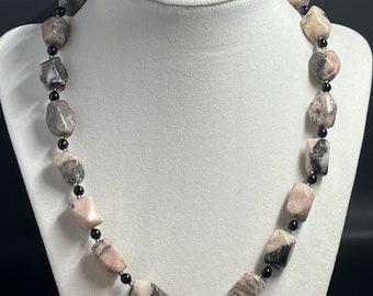 Pink and Black Rhodonite Necklace