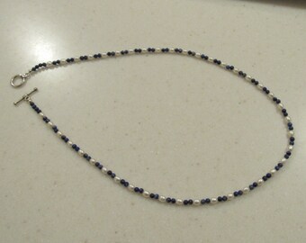 Lapis and Pearls necklace - 18.5"