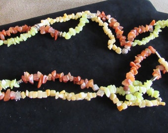 Fall Leaves - Red Aventurine, Olive Jade, and Yellow Jasper - 64"