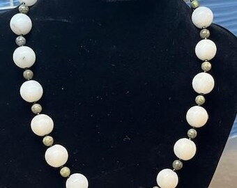 White and Green gemstone beads Necklace - Handmade