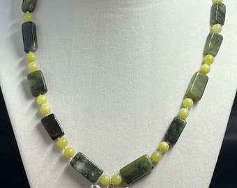 Butterfly in the Forest - Green Serpentine and Gemstone beads - Butterfly Pendant + Earrings