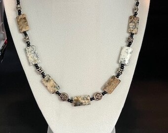 Marble Stone & Bronze - Necklace - 22" long