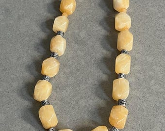 Golden fields - Tan Beads and pewter accent beads Necklace
