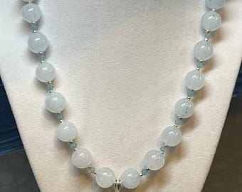 Sand Dollar Pendant, blue beads, and Swarovski Crystals Necklace