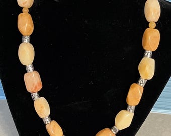 Polished Tan Gemstone beads Nuggets Necklace