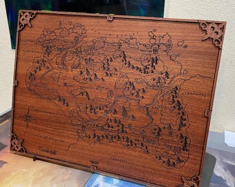 Skyrim Map Laser Engraved on MDF with 3D Frame
