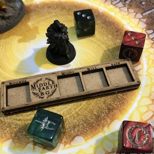 Rastreador de Jogo de Batalha Estratégica da Terra Média (Ferimentos, Poder, Vontade, Destino)