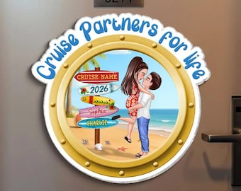 Imán personalizado para ojo de buey de crucero – Recuerdo acrílico con escena de playa para pareja, regalo para parejas mayores