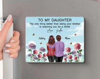 Dla mojej córki od mamy. Wesołego Dnia Matki. Kwiat narodzin. Spersonalizowany akrylowy magnes na lodówkę. Prezent dla córki.