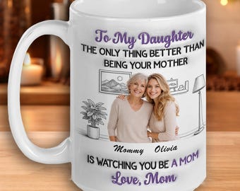 Custom Photo Mug, Mother Daughter Gift, Personalized Ceramic Cup