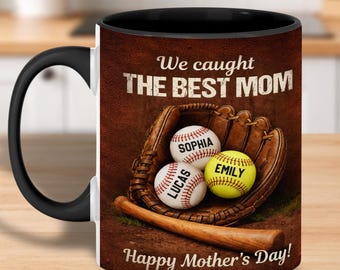 Taza personalizada para mamás aficionadas al béisbol, vasos para aficionados al deporte, regalo para el Día de la Madre.
