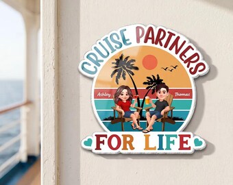 Imán acrílico personalizado para la puerta del crucero, regalo personalizado para parejas, imán divertido para vacaciones, decoración para camarotes de crucero