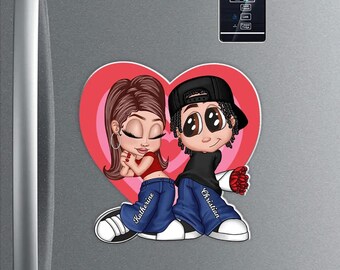 Imán acrílico para nevera con diseño de pareja Y2K, imán de amor personalizado, regalo de pareja de dibujos animados, decoración estética y adorable para la nevera.
