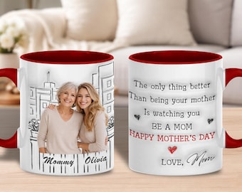Custom Photo Mother's Day Mug, Daughter Gift, Mom Love Cup
