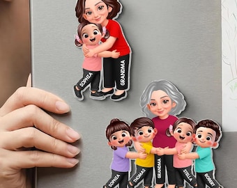 Personalized Grandma Fridge Acrylic Magnet, Custom Family Magnet with Kids Names, Cute Grandkids Gift, Nana Gift Idea