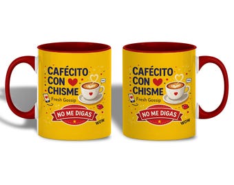 Cafecito Chisme Cup, Spanish Cafecito Mug, Mexican Theme Coffee Lovers