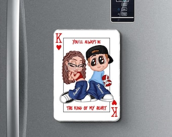 Eres el rey/la reina de mi corazón (pareja Y2K) - Imán acrílico personalizado para nevera - Regalo de aniversario para él o para ella