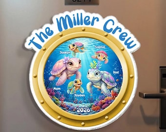 Imán acrílico de tortuga para la puerta del crucero - Imán personalizado para la puerta del crucero - Recuerdo del viaje en crucero