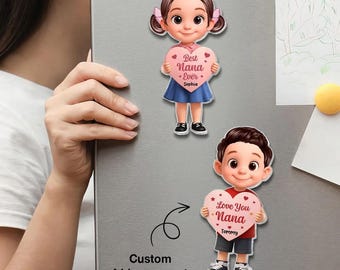 Personalized Nana Acrylic Magnet, Custom Grandma Gift From Grandkids, Best Nana Ever Fridge Magnet, Kids Photo Style Magnet