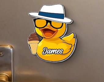 Imán acrílico personalizado de pato - Decoración para la puerta del camarote del crucero, imán con el nombre para vacaciones familiares, imán para taquilla