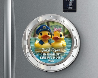 Rubber Duck Couple Anniversary Cruise - Personalized Cruise Door Acrylic Magnet - Cruise Trip Keepsake