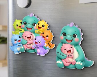 Colorful Cute Grandmasaurus Like Normal Grandma But More Awesome - Personalized Acrylic Fridge Magnet - Gift For Grandma