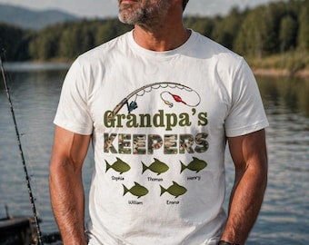 Personalized Grandpa Fishing Shirt, Grandpa’s Keepers Shirt, Custom Grandpa Gift, Fishing Grandpa Tee, Father’s Day Grandpa Gift