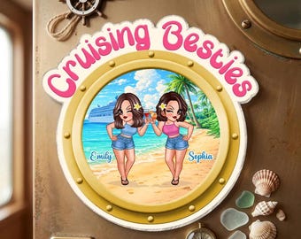 Imanes acrílicos personalizados para puertas de cruceros de chicas, cruceros para mejores amigas, cruceros para hermanas