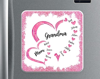 Imán acrílico personalizado para nevera, regalo del Día de la Madre para mamá, abuela, imán con nombres de niños, regalo para abuela primeriza
