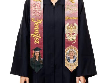 Custom Graduation Stole 2026, Memorial Sash with Photo, In Loving Memory Stole