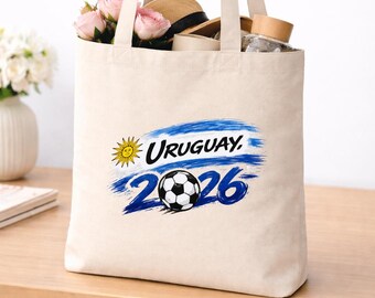 Uruguay Football Tote Bag, 2026 Soccer Fan Canvas Bag