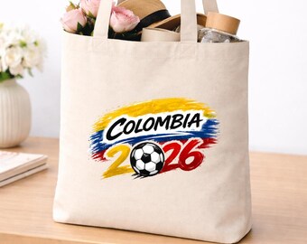 Colombia Football Tote Bag, 2026 Soccer Fan Game Day Bag