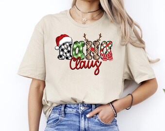 T-shirt de Noël grand-mère, t-shirt graphique fête de Noël grand-mère
