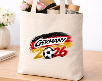 Germany Football Tote Bag, 2026 Soccer Fan Game Day Cotton Bag